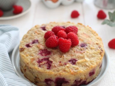 gateau de pain perdu aux framboises