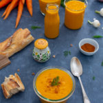 Gaspacho de légumes crus : carotte, courgette, poivron