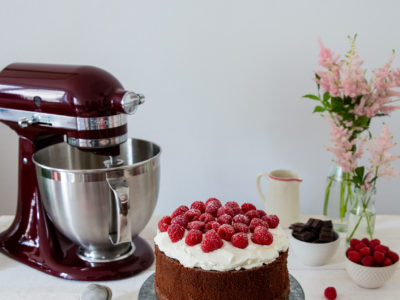 gateau moelleux chocolat framboises