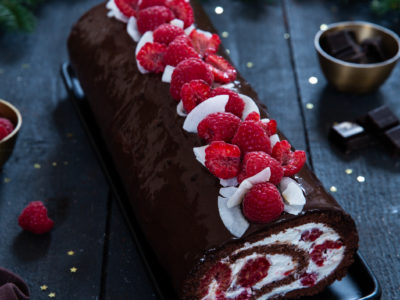 buche chocolat noix de coco framboise