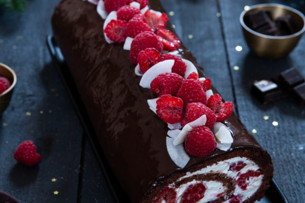 buche chocolat noix de coco framboise