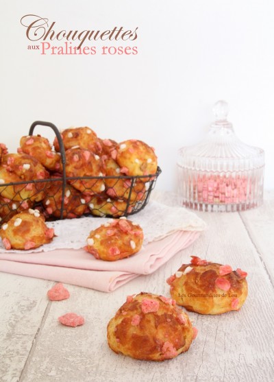 Chouquettes aux pralines roses