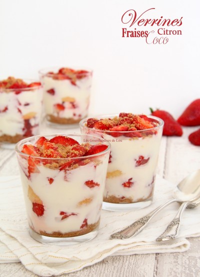 Verrines fraises coco citron