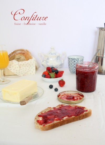 Confiture fraise - framboise - vanille