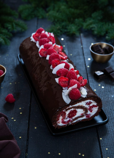 buche chocolat noix de coco framboise